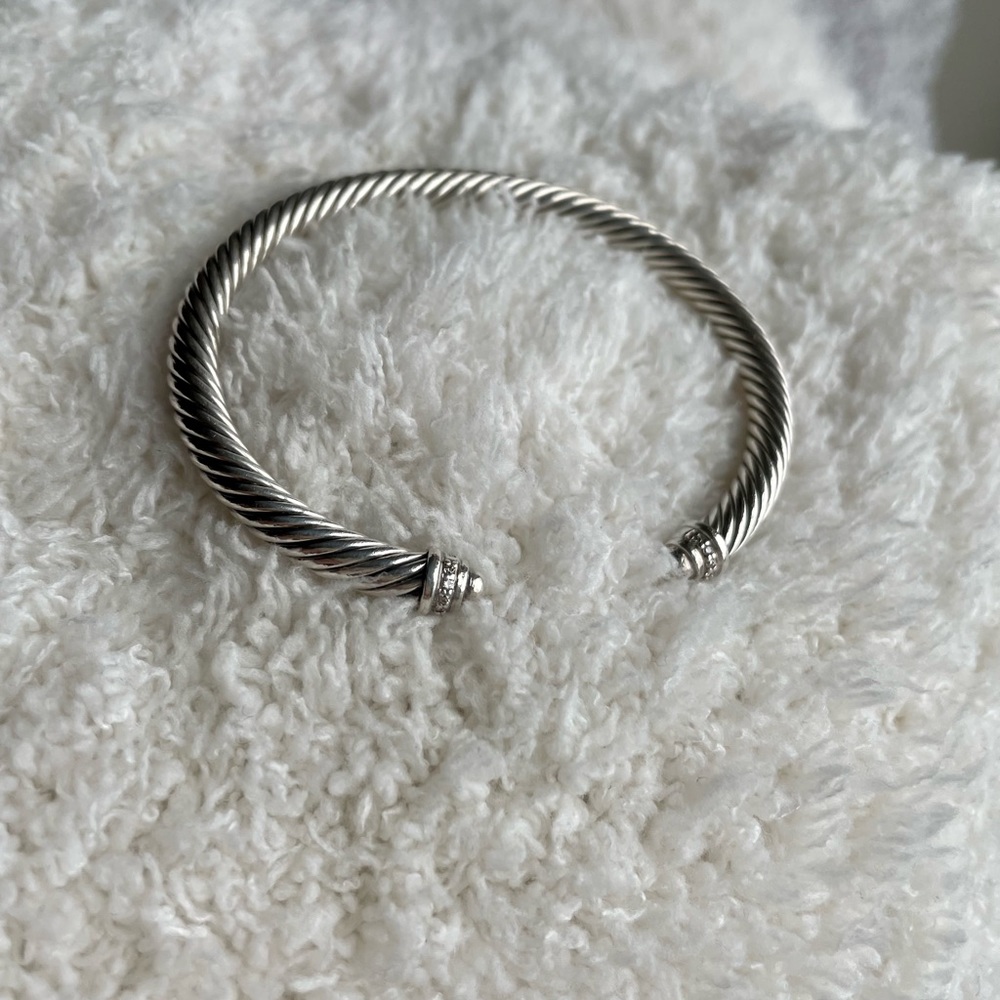 David Yurman Cable Bracelet Silver with Pavè Diamonds - Picture 3 of 6